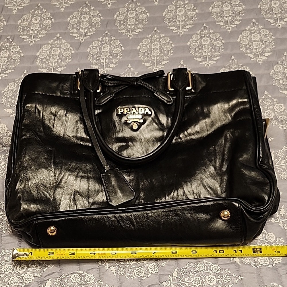 Prada Glossy Black Leather Tote